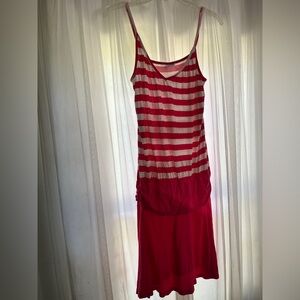 LASCANA Red White Striped Sundress Womens  Size 6 Straps Casual Summer Dress Y2K